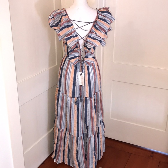 Ulla Johnson Seersucker Ruffle Maxi Dress - Picture 3 of 7